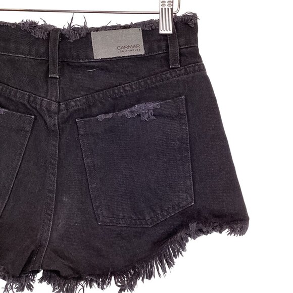 Carmar Denim Shorts Size 27‎ Bianca Relaxed High Rise NWT Distressed Black - Picture 5 of 8